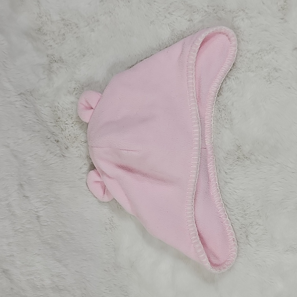 Old Navy Pink Bear Ears Hat with Ear covers 6-12 Months